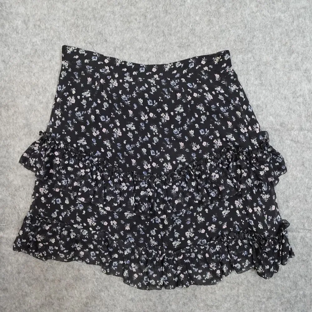 Love‎ Shack Fancy Skirt Womens 2 Mini Silk Floral Ruffle Tiered Feminine Fairy